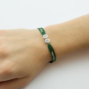 Bracelet Ribbon Green 20 Beads