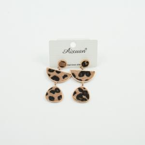 Steel Earrings Two Motifs Leopard