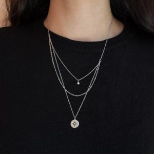 Necklace Chain Triple Sparkle Silver