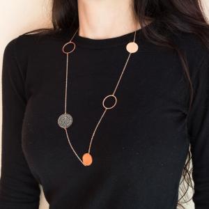 Necklace Chain Circles Zircon Rose Gold