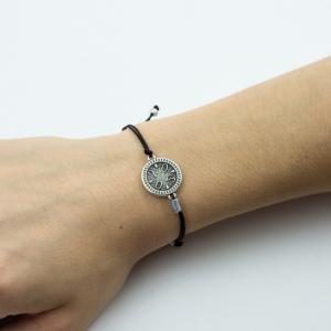 Bracelet Black Compass Silver Gray