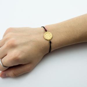 Βραχιόλι Μαύρο Πυξίδα Χρυσό Μπορντό