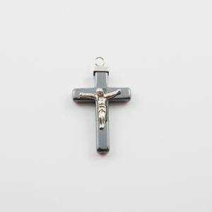 Hematite Cross Metallic Jesus