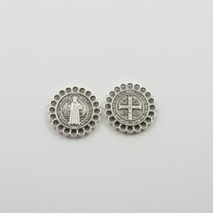 Saint Benedict Medal Motif Silver