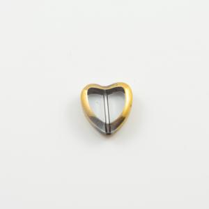 Glass Bead Heart Transparent 1.3x1.3cm