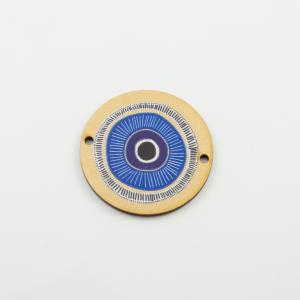 Wooden Eye Circle Blue 4cm