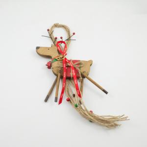 Charm Wooden Reindeer Red Saddle