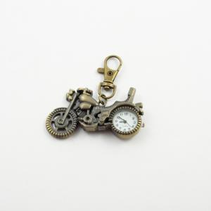 Key Ring Clock Motorcycle Bronze