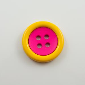 Ακρυλικό Κουμπί Κίτρινο - Φούξια