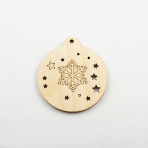 Wooden Bauble Motif Snowflake