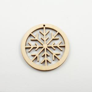 Wooden Round Snowflake Motif