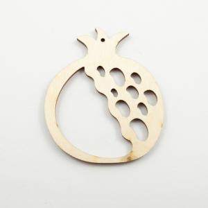 Wooden Pomegranate Perforated 6.7x8cm