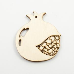 Wooden Pomegranate Engraved 7x8cm
