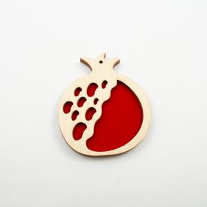 Wooden Pomegranate Red Suede 6x7cm