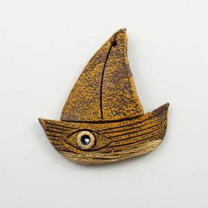 Ceramic Boat Beige Eye 10cm