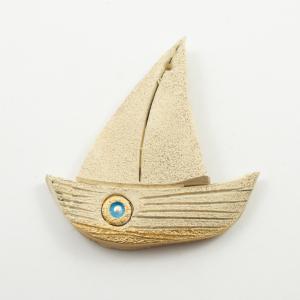 Ceramic Boat Ivory Eye 10cm