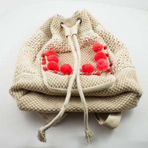 Fabric Backpack Knitted Beige