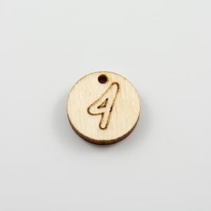Wooden Motif "4" Engraved