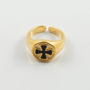 Metallic Ring Gothic Cross Gold