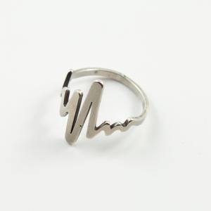 Steel Ring Cardiogram Silver