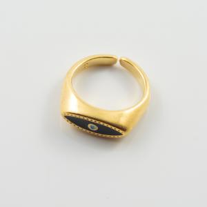 Μεταλλικό Δαχτυλίδι Χρυσό Μάτι Μαύρο