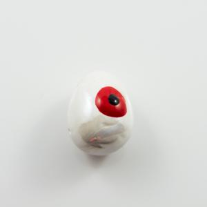 Ceramic Tear Motif White Eye Red