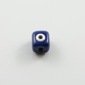 Ceramic Cube Bead Blue Eye
