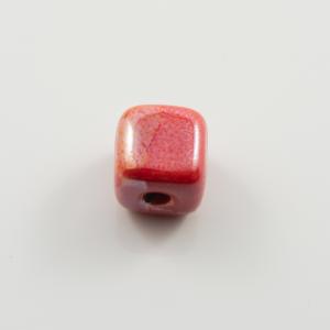 Ceramic Cube Bead Red