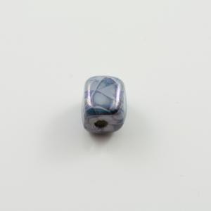 Ceramic Cube Bead Blue Crackeled