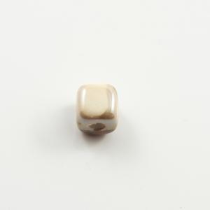 Ceramic Cube Bead Beige