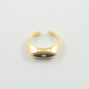 Metallic Ring Gold Eye Blue