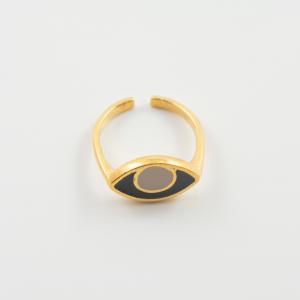 Δαχτυλίδι Χρυσό Mάτι Μαύρο-Λευκό