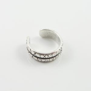 Metallic Ring Double-Bar 20mm Silver