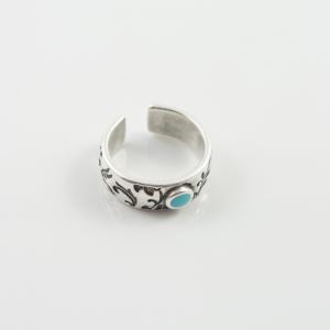Ring Floral Turquoise Enamel Silver