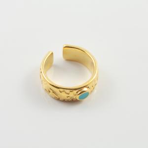 Ring Floral Turquoise Enamel Gold