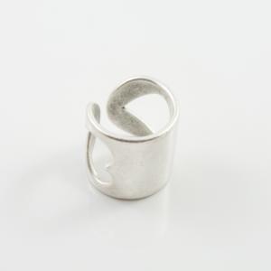Metallic Ring Stencil Hearts Silver