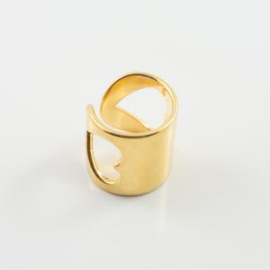 Metallic Ring Stencil Hearts Gold