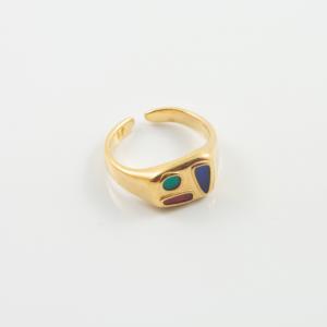 Ring Signet Shapes Colourful Gold