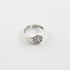 Ring Signet Floral Silver