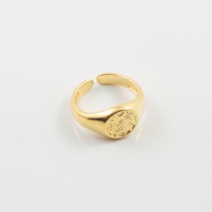 Ring Signet Floral Gold