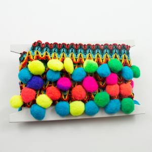 Braid with Pom Pon Multicolored 35mm