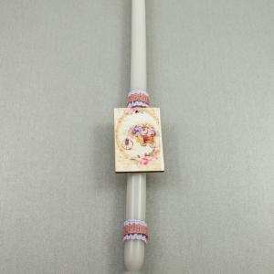 Λαμπάδα Vintage ''Καρότσι με Λουλούδια''