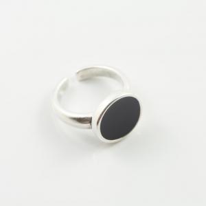 Δαχτυλίδι Μαύρο 12mm Ασημί