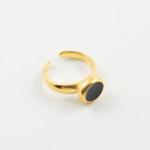 Δαχτυλίδι Μαύρο 8mm Χρυσό
