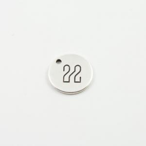 Round Charm 22 Engraved Silver