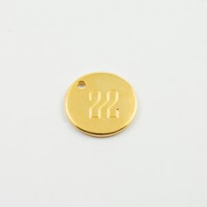 Round Charm 22 Engraved Gold