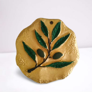 Ceramic Plate Olive Branch Gold