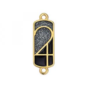 Charm 24 gold rectangle Black 2 Ends
