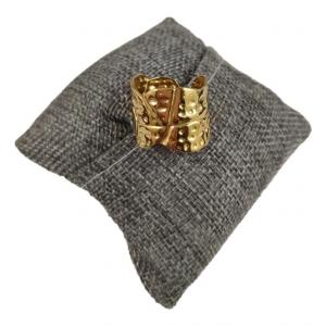 Hammered Gold Steel Ring