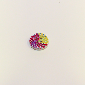 Ξύλινο Κουμπί Πολύχρωμες Ρίγες (2cm)